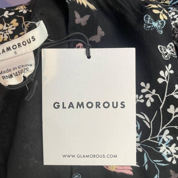 NWT Glamorous V Neck Bird Print Maxi Dress in Black Size Small - Picture 5 of 5